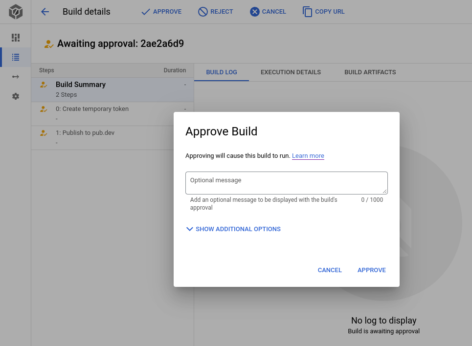 Cloud Build run waiting for approval to run