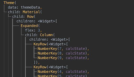 IDE with UI Guides visualizing the tree structure of UI code