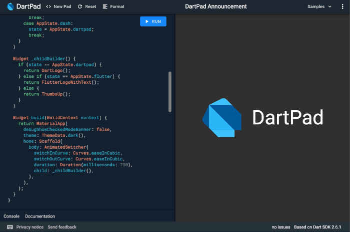 A brand new DartPad.dev with Flutter support