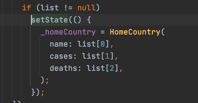 The code for setState is now valid because list isn’t null.