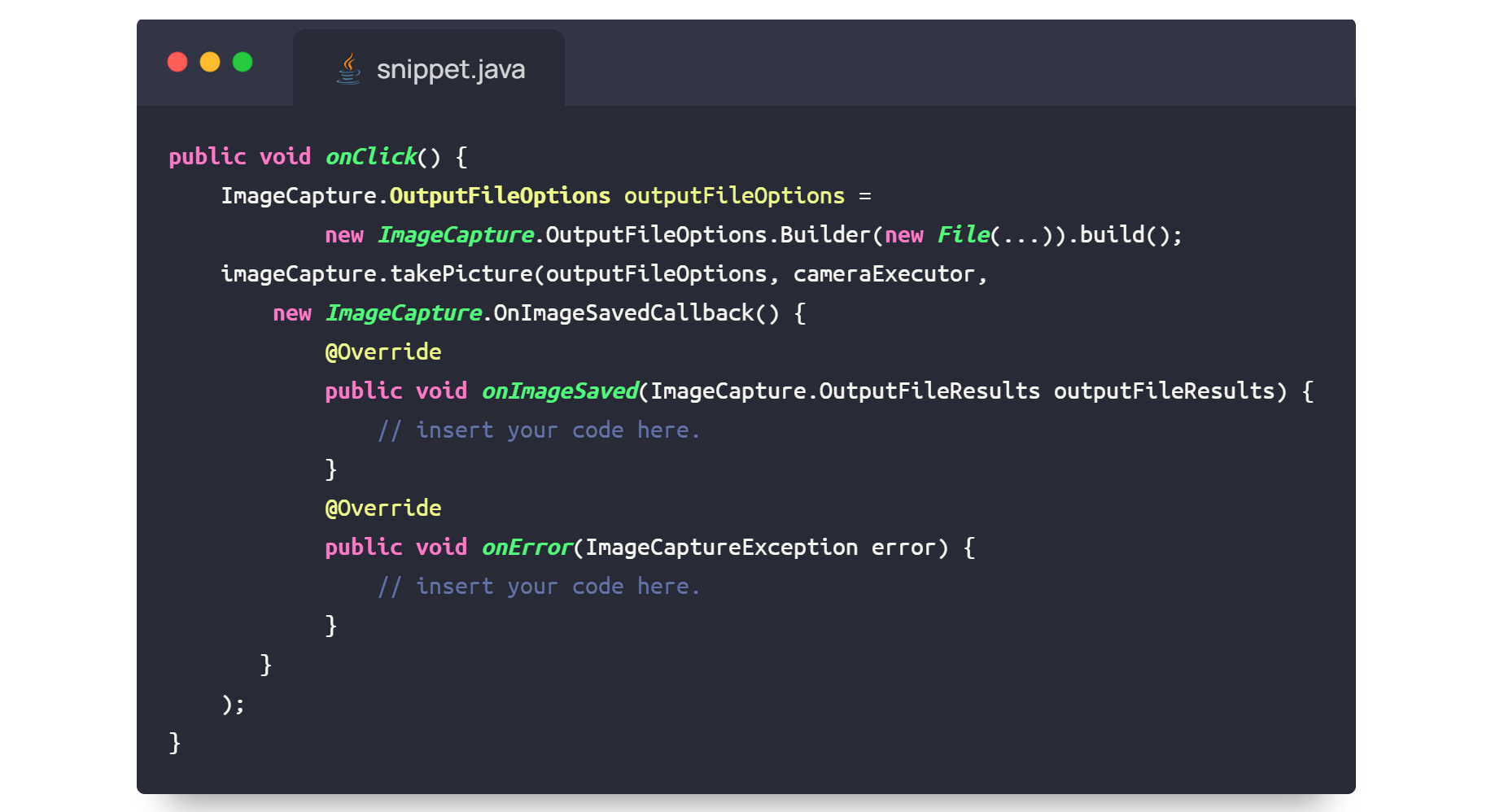 Example Java snippet.